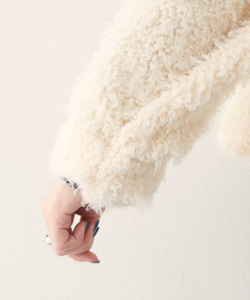 natural couture(ナチュラルクチュール)の「ペプラムボアカーディガン(ノーカラージャケット・レディース・モカ/アイボリー/グレイッシュベージュ・FREE)」の15枚目の写真