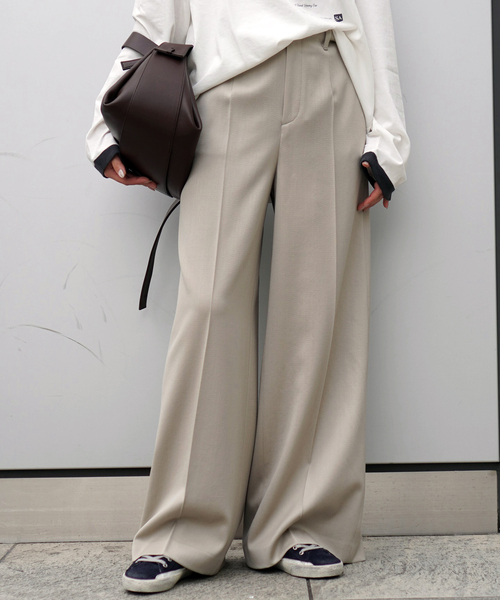 AP STUDIO（エーピーストゥディオ）の「グロスカルゼパンツ（スラックス・レディース・アイボリー/チョコ・34/36/38）」の2枚目の写真