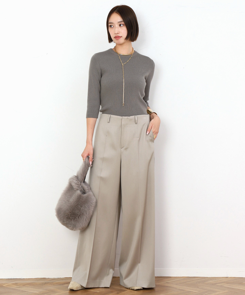 AP STUDIO（エーピーストゥディオ）の「グロスカルゼパンツ（スラックス・レディース・アイボリー/チョコ・34/36/38）」の12枚目の写真