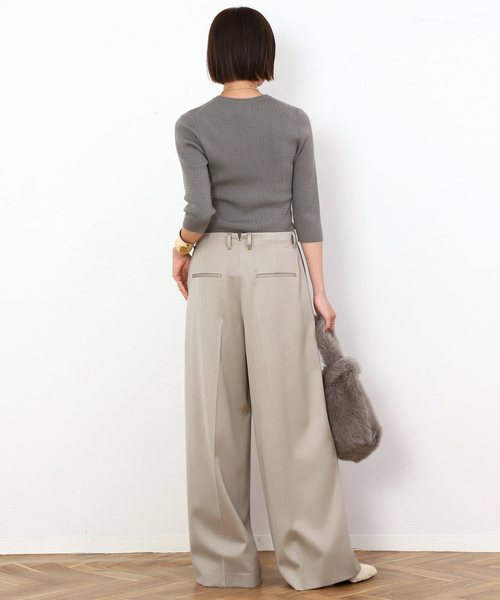 AP STUDIO（エーピーストゥディオ）の「グロスカルゼパンツ（スラックス・レディース・アイボリー/チョコ・34/36/38）」の10枚目の写真