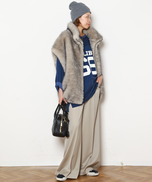 AP STUDIO（エーピーストゥディオ）の「グロスカルゼパンツ（スラックス・レディース・アイボリー/チョコ・34/36/38）」の3枚目の写真