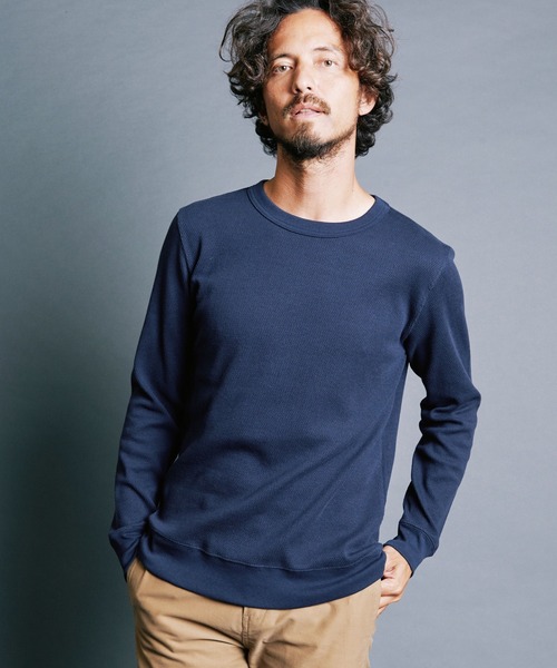 Magine（マージン）の「HONEYCOMB　PULLOVER　KNITSAW L/S:ハニカム プルオーバー ニットソー ロングスリーブ（Tシャツ/カットソー・メンズ・ブラック/オリーブ/オフホワイト/ネイビー・44/46/48）」の4枚目の写真