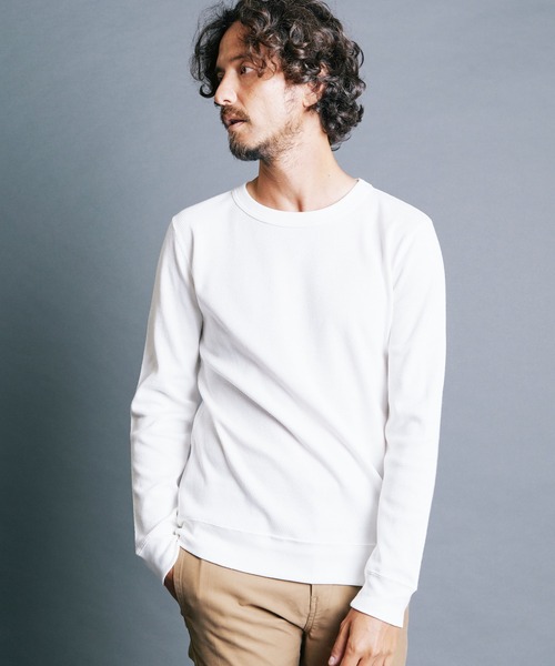 Magine（マージン）の「HONEYCOMB　PULLOVER　KNITSAW L/S:ハニカム プルオーバー ニットソー ロングスリーブ（Tシャツ/カットソー・メンズ・ブラック/オリーブ/オフホワイト/ネイビー・44/46/48）」の2枚目の写真