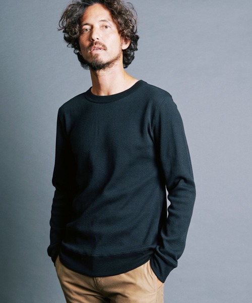 Magine（マージン）の「HONEYCOMB　PULLOVER　KNITSAW L/S:ハニカム プルオーバー ニットソー ロングスリーブ（Tシャツ/カットソー・メンズ・ブラック/オリーブ/オフホワイト/ネイビー・44/46/48）」の9枚目の写真
