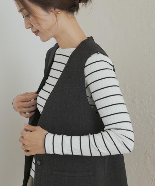 URBAN RESEARCH DOORS(アーバンリサーチドアーズ)の「針抜き長袖カットソー(Tシャツ/カットソー・レディース・レッド系その他/ホワイト系その他/ブラック/アイボリー・MEDIUM)」の16枚目の写真