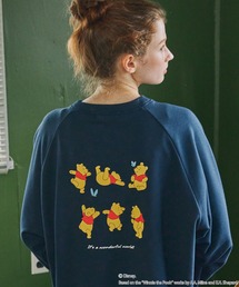 【Disney】別注 Mickey&Friends ミッキー＆フレンズ ヴィンテージライクグラフィックオーバーサイズスウェットネイビー系