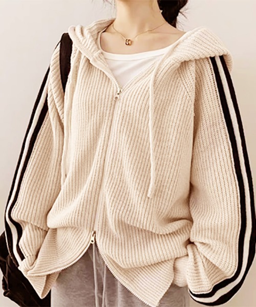 STYLEBLOCK（スタイルブロック）の「Wジップニットパーカー（パーカー・レディース・グレー/ベージュ系その他/ブラウン・FREE）」の3枚目の写真