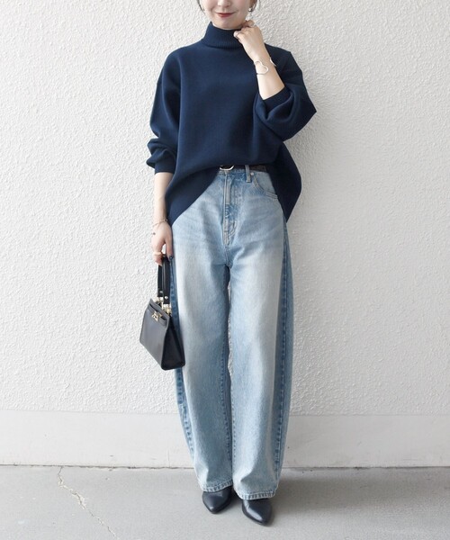 SHIPS any:〈洗濯機可能〉ハイネック ボリュームスリーブ ロングリブ