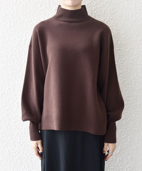 SHIPS any:〈洗濯機可能〉ハイネック ボリュームスリーブ ロングリブ