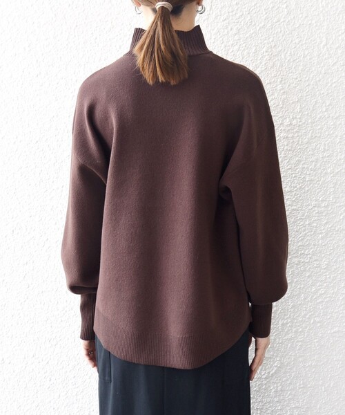 SHIPS any:〈洗濯機可能〉ハイネック ボリュームスリーブ ロングリブ