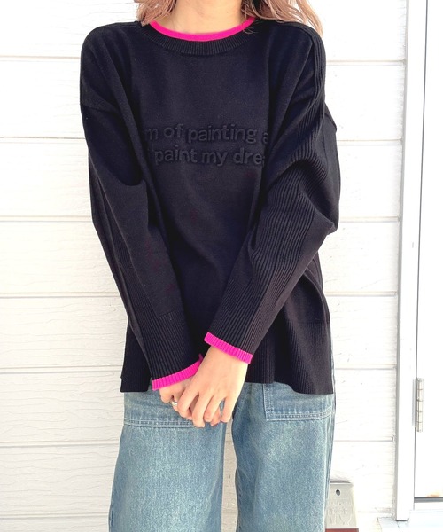 Q（キュー）の「エンボスロゴニット（ニット/セーター・レディース・ブラック/ベージュ/ピンク・MEDIUM）」の21枚目の写真