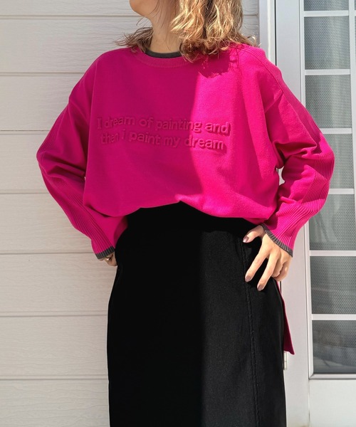 Q（キュー）の「エンボスロゴニット（ニット/セーター・レディース・ブラック/ベージュ/ピンク・MEDIUM）」の19枚目の写真