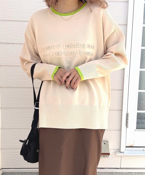 Q（キュー）の「エンボスロゴニット（ニット/セーター・レディース・ブラック/ベージュ/ピンク・MEDIUM）」の17枚目の写真