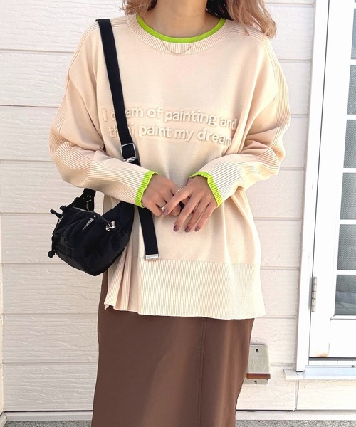 Q（キュー）の「エンボスロゴニット（ニット/セーター・レディース・ブラック/ベージュ/ピンク・MEDIUM）」の16枚目の写真