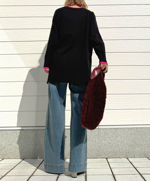 Q（キュー）の「エンボスロゴニット（ニット/セーター・レディース・ブラック/ベージュ/ピンク・MEDIUM）」の11枚目の写真