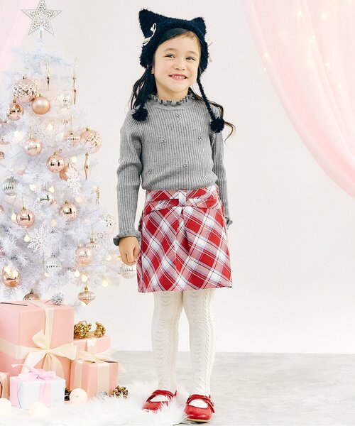 apres les cours（アプレレクール）の「【ジュニア対応】フリルリブニット（ニット/セーター・キッズ・アイボリー/グレー/マスタード・90/100/120/130/140/80/110）」の6枚目の写真