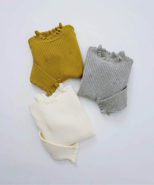 apres les cours（アプレレクール）の「【ジュニア対応】フリルリブニット（ニット/セーター・キッズ・アイボリー/グレー/マスタード・90/100/120/130/140/80/110）」の13枚目の写真