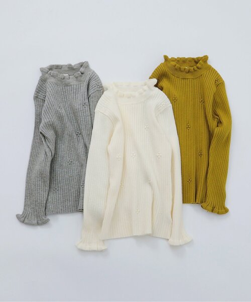 apres les cours（アプレレクール）の「【ジュニア対応】フリルリブニット（ニット/セーター・キッズ・アイボリー/グレー/マスタード・90/100/120/130/140/80/110）」の14枚目の写真