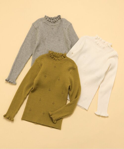 apres les cours（アプレレクール）の「【ジュニア対応】フリルリブニット（ニット/セーター・キッズ・アイボリー/グレー/マスタード・90/100/120/130/140/80/110）」の15枚目の写真