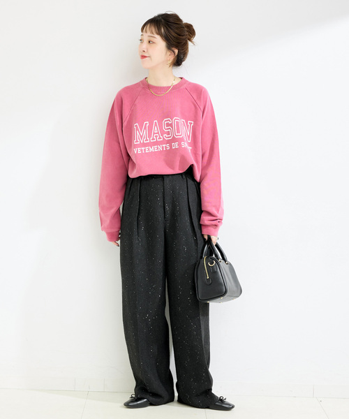 セール】手洗い可 / スパンコールツイードタックワイドパンツ