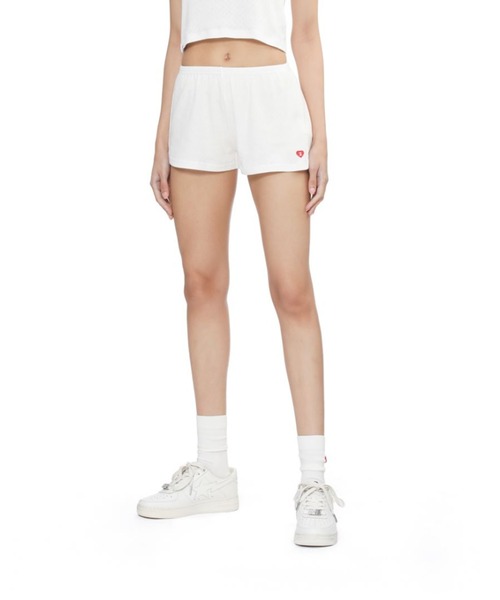 A BATHING APE（アベイシングエイプ）の「HEART BADGE POINTELLE SHORTS（その他パンツ・レディース・ブラック/ホワイト・SMALL/X-SMALL）」の5枚目の写真