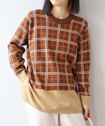 MB mint breeze（エムビーミントブリーズ）の「【WEB/一部店舗限定】【LL～6L 大きいサイズ】 チェック切替えニットチュニック（ニット/セーター・レディース）」