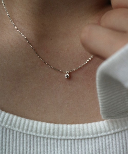 NOJESS(ノジェス)の「シルバーダイヤモンドネックレス(0.05ct)(ネックレス・レディース・シルバー・フリー)」の6枚目の写真