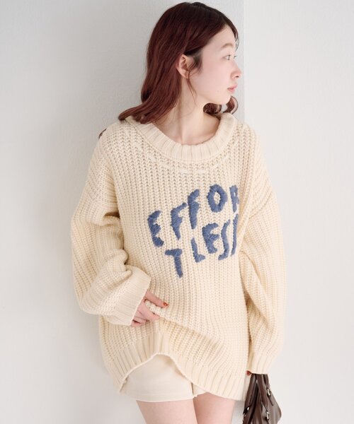 Kastane（カスタネ）の「ハンドステッチロゴニット（ニット/セーター・レディース・オフホワイト/アイボリー/レッド/ネイビー・FREE）」の8枚目の写真