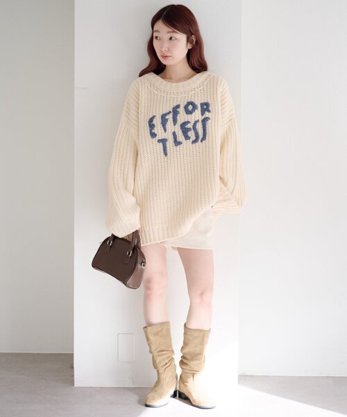 Kastane（カスタネ）の「ハンドステッチロゴニット（ニット/セーター・レディース・オフホワイト/アイボリー/レッド/ネイビー・FREE）」の10枚目の写真