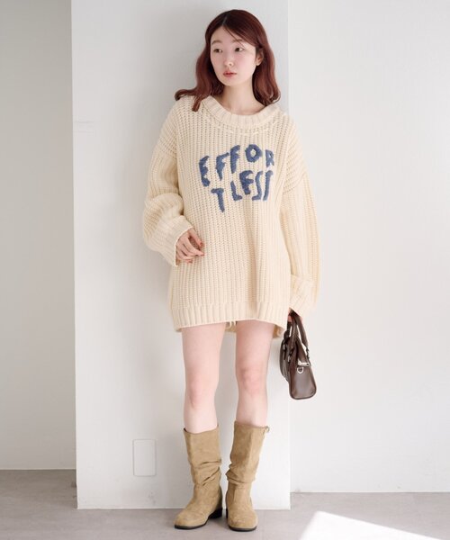 Kastane（カスタネ）の「ハンドステッチロゴニット（ニット/セーター・レディース・オフホワイト/アイボリー/レッド/ネイビー・FREE）」の11枚目の写真