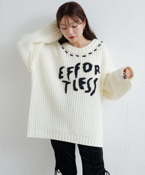 WEB先行/4色展開】ハンドステッチロゴニット（ニット/セーター