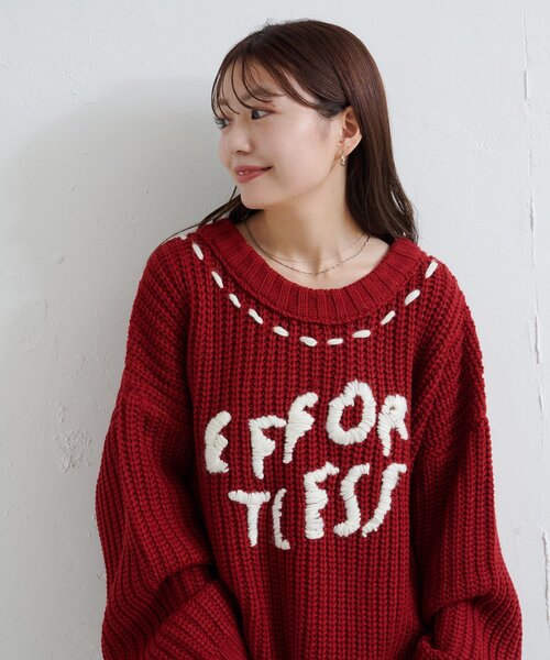 Kastane（カスタネ）の「ハンドステッチロゴニット（ニット/セーター・レディース・オフホワイト/アイボリー/レッド/ネイビー・FREE）」の14枚目の写真