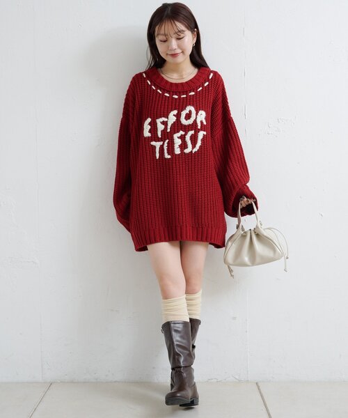 Kastane（カスタネ）の「ハンドステッチロゴニット（ニット/セーター・レディース・オフホワイト/アイボリー/レッド/ネイビー・FREE）」の19枚目の写真