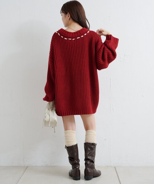 Kastane（カスタネ）の「ハンドステッチロゴニット（ニット/セーター・レディース・オフホワイト/アイボリー/レッド/ネイビー・FREE）」の21枚目の写真