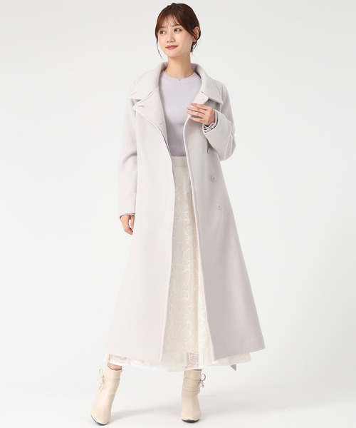 もなか様　 WHITE コート セール】2025秋冬新作 ブローチ付きスタンドカラー3wayコート