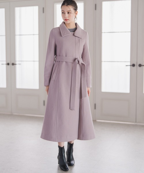 セール】2025秋冬新作 ブローチ付きスタンドカラー3wayコート