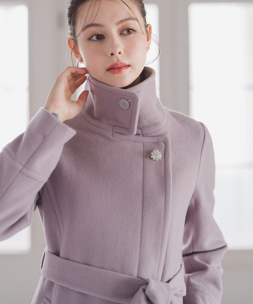 MISCH MASCH(ミッシュマッシュ)の「ブローチ付きスタンドカラー3wayコート(チェスターコート・レディース・ブラック/グレイッシュベージュ/ピンク/ライトグレー・S/M)」の11枚目の写真