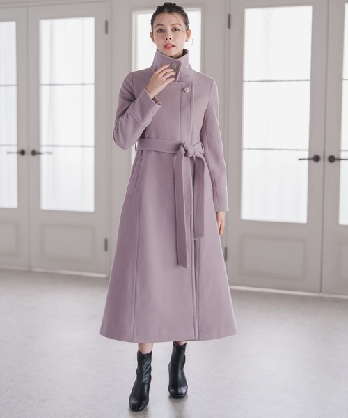 セール】2025秋冬新作 ブローチ付きスタンドカラー3wayコート