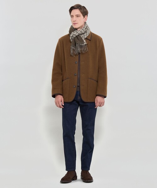 MACKINTOSH LONDON(マッキントッシュ ロンドン)の「ベビーアルパカ リバーシブルガンクラブチェックマフラー(マフラー・メンズ・ブラウン・FREE)」の2枚目の写真