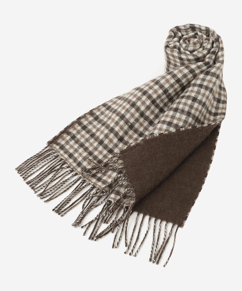 MACKINTOSH LONDON(マッキントッシュ ロンドン)の「ベビーアルパカ リバーシブルガンクラブチェックマフラー(マフラー・メンズ・ブラウン・FREE)」の5枚目の写真