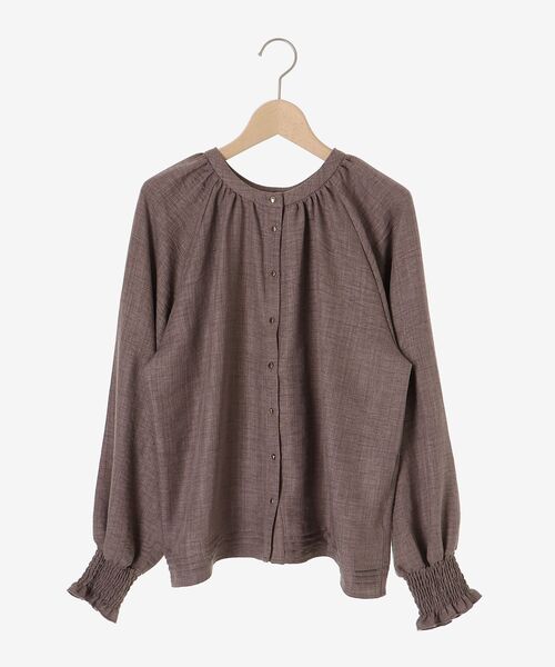 le.coeur blanc（ルクールブラン）の「ウールタッチ袖シャーリングブラウス（シャツ/ブラウス・レディース・ブラウン/チャコールグレー・38）」の4枚目の写真