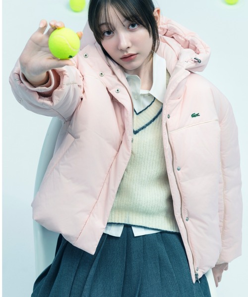 SNIDEL（スナイデル）の「LACOSTE/中綿ブルゾン（ダウンジャケット/コート・レディース・アイボリー/ブラック/ピンク・F）」の3枚目の写真