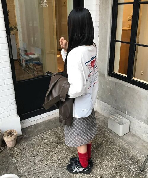 BITTER CELLS（ビターセルズ）の「スポーティハートロングスリーブ-チャコール（Tシャツ/カットソー・レディース・その他・FREE）」の6枚目の写真