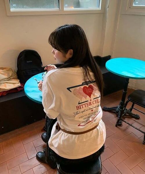 BITTER CELLS（ビターセルズ）の「スポーティハートロングスリーブ-チャコール（Tシャツ/カットソー・レディース・その他・FREE）」の8枚目の写真