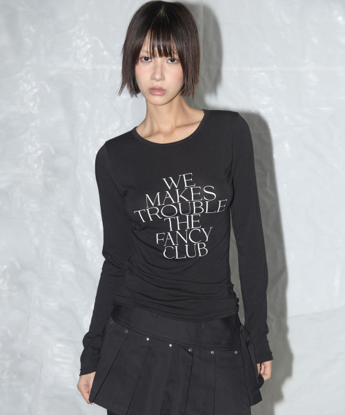FANCY CLUB(ファンシークラブ)の「ウィメイクトラブルロングスリーブ (ブラック)_F25QB099(Tシャツ/カットソー・レディース・ブラック・FREE)」の1枚目の写真