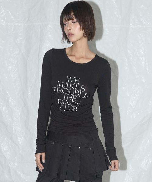 FANCY CLUB(ファンシークラブ)の「ウィメイクトラブルロングスリーブ (ブラック)_F25QB099(Tシャツ/カットソー・レディース・ブラック・FREE)」の2枚目の写真