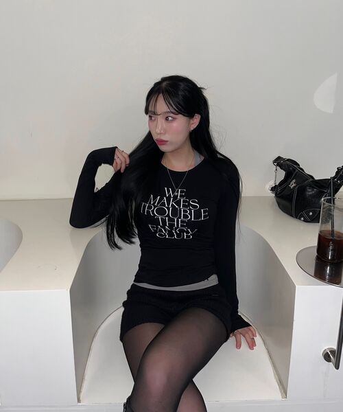 FANCY CLUB(ファンシークラブ)の「ウィメイクトラブルロングスリーブ (ブラック)_F25QB099(Tシャツ/カットソー・レディース・ブラック・FREE)」の7枚目の写真