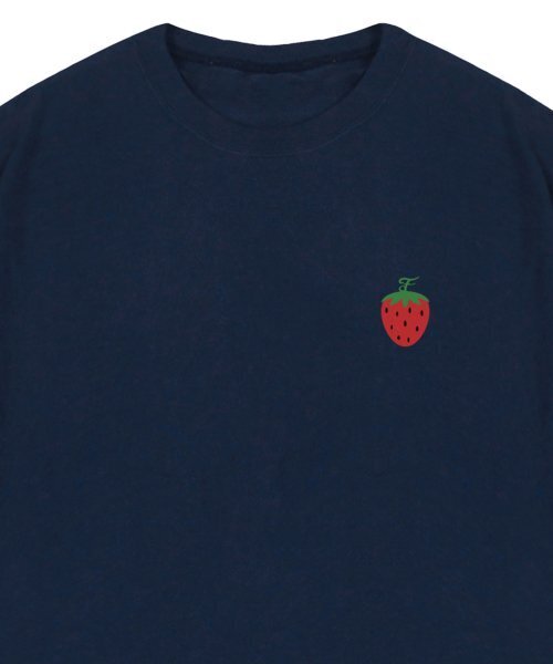GRAVER（グレーバー）の「[ユニセックス]スモールストロベリーロゴ半袖Tシャツ_ネイビー（Tシャツ/カットソー・レディース・ネイビー・SMALL/LARGE/MEDIUM）」の3枚目の写真
