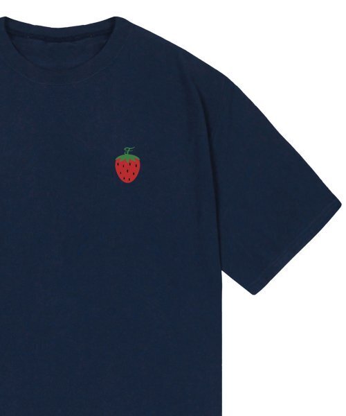 GRAVER（グレーバー）の「[ユニセックス]スモールストロベリーロゴ半袖Tシャツ_ネイビー（Tシャツ/カットソー・レディース・ネイビー・SMALL/LARGE/MEDIUM）」の4枚目の写真