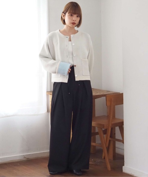 tiptop（ティップトップ）の「【wool】ダブルフェイス配色カーディガン（カーディガン/ボレロ・レディース・アイボリー/グレー/チャコールグレー/ブルー/ピンク・FREE）」の9枚目の写真